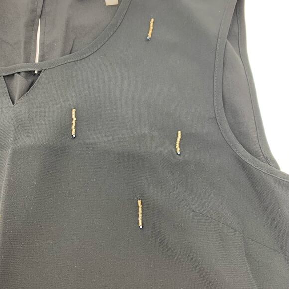 Kasper Black Embellished Beads Sleeveless Tank Lightweight Blouse XS NEW - Picture 2 of 4